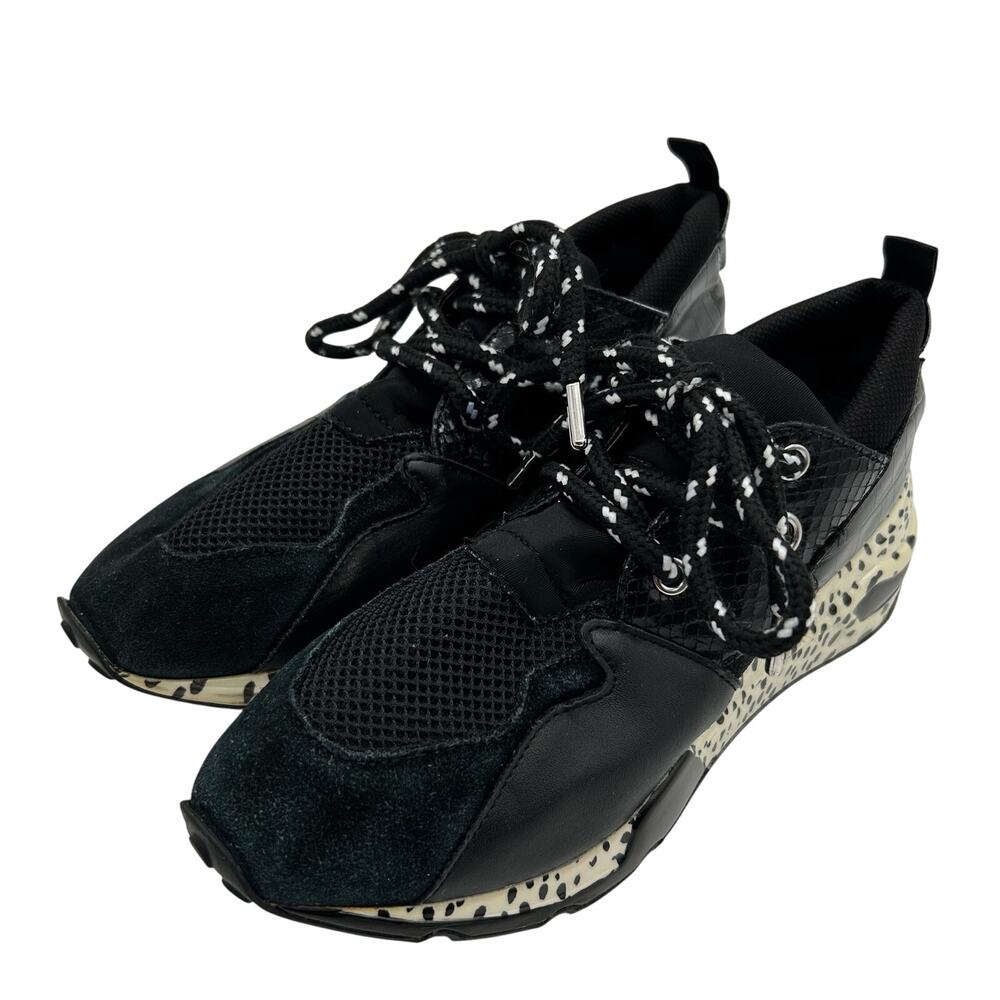 Steve Madden Cliff‎ Chunky Wedge Sneakers Women's Size 7 Black Shoes “Flaws”